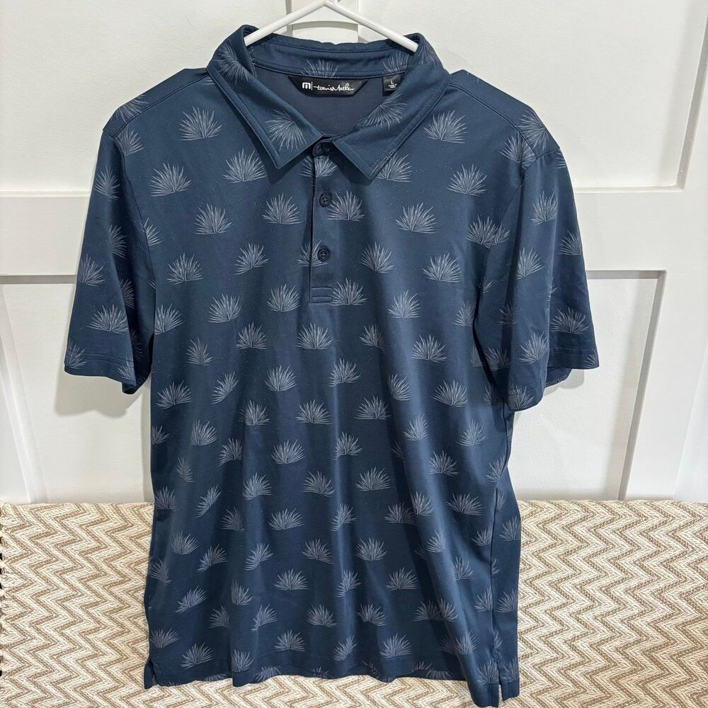 Travis Matthew The Eleffet Short Sleeve Polo Shirt Navy Palm Print